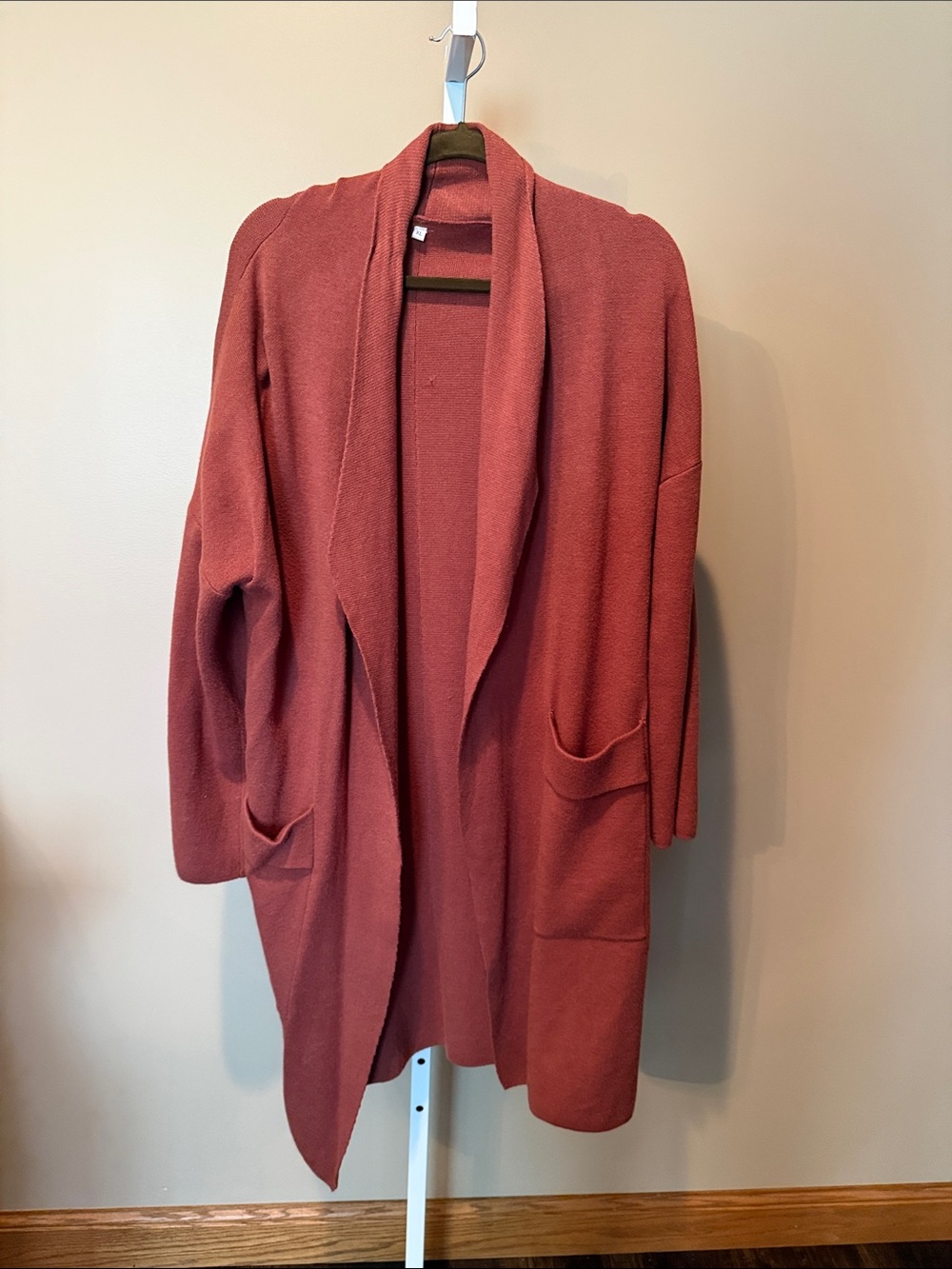Cozy Open-Front Long Cardigan Sweater - Rust